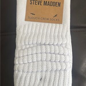 Steve Madden White Slouch Crew Socks 2-pack
